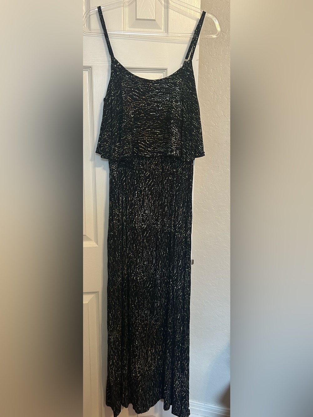 Black/Multi-color Speckled Maxi Dress with Overlay- Women's
